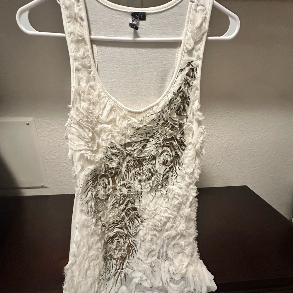 Elegant White Floral Women's Top